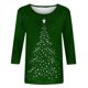 thumbnail image 4 of Camisetas de Navidad para Mujeres, 3/4 Manga Cuello Redondo Blusa con Estampado de Vacaciones, Top de Moda Casual, 4 of 5