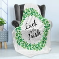 thumbnail image 4 of St. Patrick's Day Soft Flannel Fleece Throw Blanket, Clover Wreath Shamrock Luck of the Irish Text, Cozy Plush for Indoor and Outdoor Use, 70" x 90", Lime Green Forest Green, by Ambesonne, 4 of 5