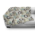 thumbnail image 3 of Vintage Soft Flannel Fleece Throw Blanket, Abstract Pattern of Old Fashioned Exotic Flowers Retro Revival Blossoms, Cozy Plush for Indoor and Outdoor Use, 60" x 80", Seafoam Brown Green, by Ambesonne, 3 of 6