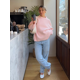 thumbnail image 1 of Jersey de punto con cuello redondo para mujer, Jersey informal holgado de manga larga, color rosa, ropa de calle elegante, novedad de otoño, 2024, 1 of 5