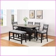 thumbnail image 3 of Counter-Height Dining Bench Dark Gray Fabric Upholstered Transitional Style | Brown | Wood+Fabric, 3 of 5