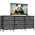 thumbnail image 1 of Yeshouse Mueble para TV de 63" con 9 cajones de tela y tablero de madera, consola multimedia con marco de metal, organizador de almacenamiento para dormitorio o sala de estar, 27" de profundidad, 1 of 9