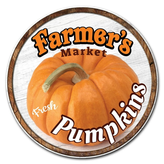 SignMission Circular Rigid Plastic Sign 12" Tall - Farmer's Market Pumpkins | Plastic Sign |  Made in the USA