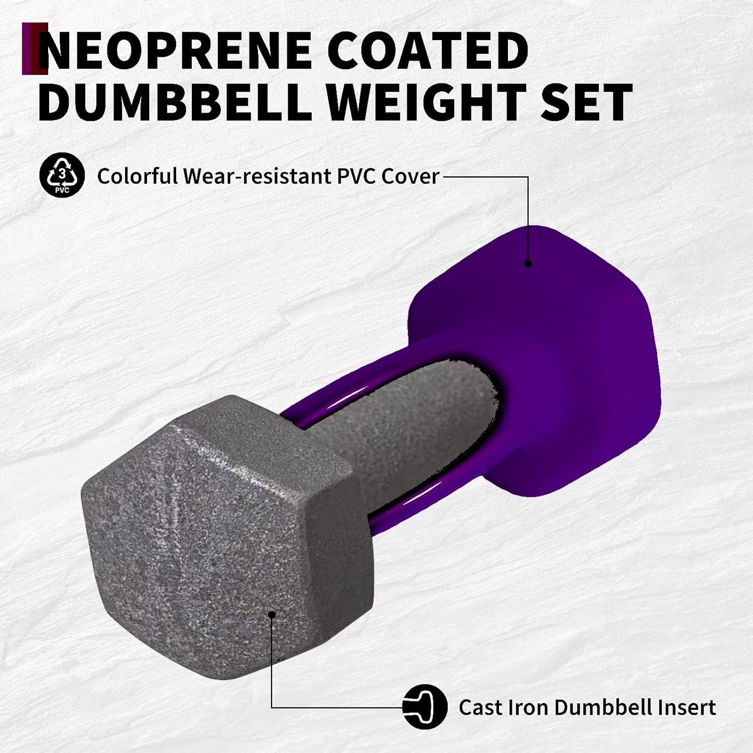 Dumbbell Hand Weights for Women,Neoprene Coated Dumbbell Hand Weight Sets of 6,Multiple Weight Options,Anti-roll, Anti-Slip,Hexagon Shape