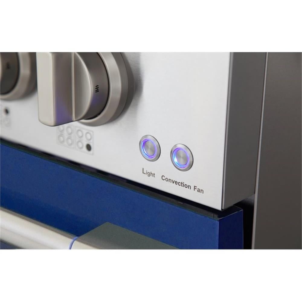 Pemberly Row 48" Stainless Steel Propane Gas Range in Silver/Blue