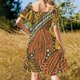 thumbnail image 4 of Vestido de manga corta con diseño de tatuaje floral polinesio amarillo naranja ropa de mujer vestidos de novia para mujer vestidos largos para mujer, 4 of 7