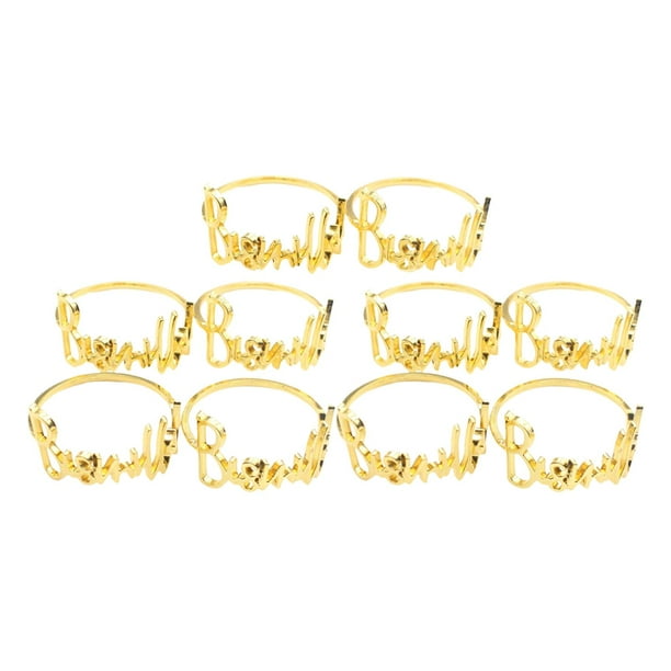 Juego de 10 hebillas para servilletas, anillos de servilleta con letras Bismillah, bandas de metal para servilletas, accesorios para mesas de fiesta, bodas y Ramadán. Aureato de imitación