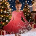 thumbnail image 2 of SuTry Girls Christmas Printed Long Sleeve Twirly Skater School Recital Dress Long Sleeve Round Neck Dress for Kids 4-15 Years(Multicolor#2,6-7 Years), 2 of 5