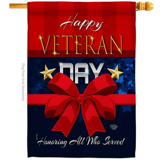 Ornament Collection H192172-BO 28 x 40 in. Happy Veteran Day House Flag with Armed Forces Service Double-Sided Decorative Vertical Flags Decoration Banner Garden Yard Gift