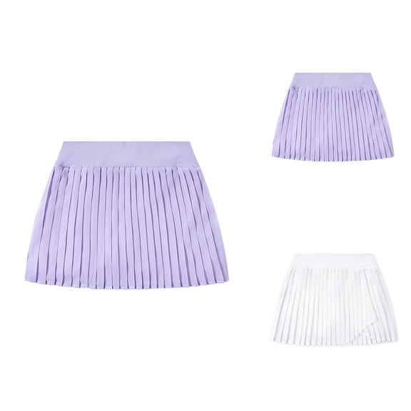 Girl dresses solid color athletic quick drying tennis skirt kids pleated skirt pants for casual sports 5-14 years