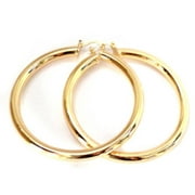 Large Gold Hoop Earrings Gold Tone 3 inch Tube Hoops Gold Brass Plated Hoops