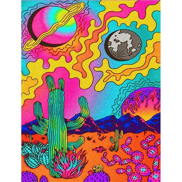 Cuadros Decorativos Cactus Planet 5D DIY Diamond Painting Kits Full Round Drill Wall Decor (V3886) Likrtyny embutido en tela