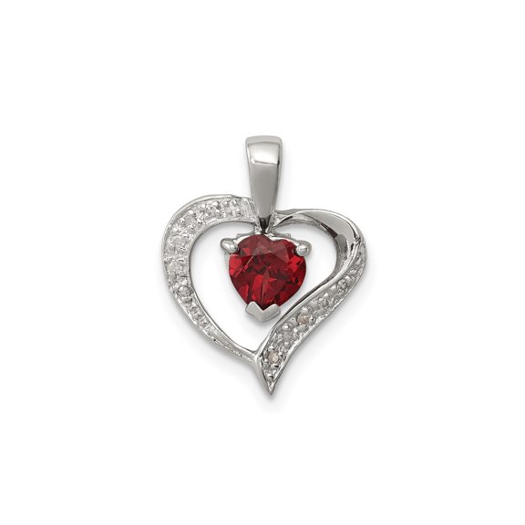 Sterling Silver Heart Necklace for Women with Red Gemstone, Open Heart Pendant with Cubic Zirconia, Romantic Fine Jewelry for Anniversary and Elegant Fashion