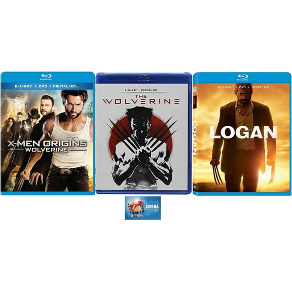 Marvel's X-Men WOLVERINE TRILOGY Hugh Jackman 3 Blu Ray Movie Set Includes Cinema Movie Time Art Card