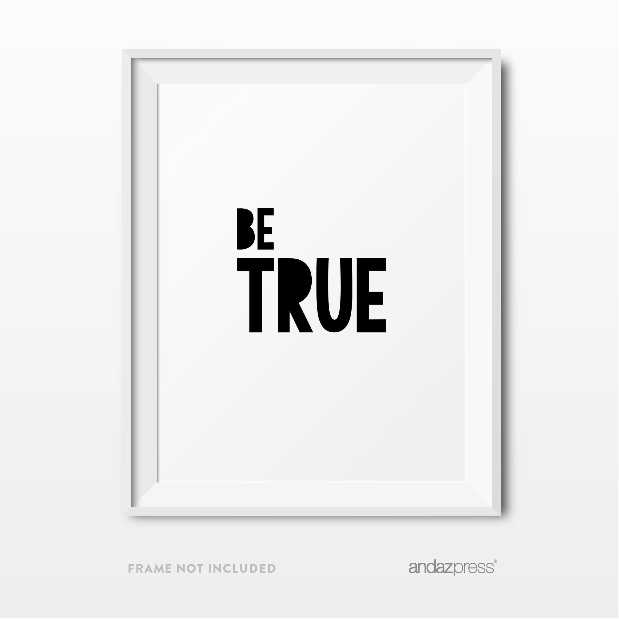 Be True, Be You Black Nursery Kids Room Wall Art, Modern Black and White, 2-Pack