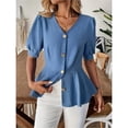 thumbnail image 6 of Women Business Casual Tops 2026 Summer Dressy Blouses Short Sleeve Peplum Work Shirts V Neck Office Outfit by Yigetop Blue L, 6 of 8