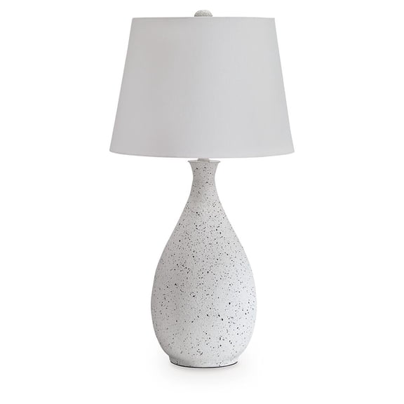 Signature Design by Ashley Wyattford 32.75" Metal Modern Table Lamp with Empire Shade, Textured White and Black Speckle Finish, 3-Way Switch