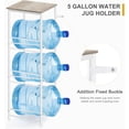 thumbnail image 4 of Water Bottle Storage Holder 5 Gallon Drink Dispenser Stand with Table 3-Tier Heavy Duty Water Cooler Jug Rack Water Bottle Organizer for Kitchen, Office, Living Room, Rustic Grey, 4 of 14