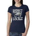 thumbnail image 2 of Wild Bobby Respect The Locals Save Our Oceans Turtle Animal Lover Women Slim Fit Junior Tee, Navy, Medium, 2 of 6