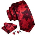 thumbnail image 2 of Barry.Wang Men's Tie Set with Handkerchief Cufflinks Flower Paisley Silk Necktie Wedding Business Party, 2 of 4