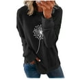 thumbnail image 2 of Elainilye Fashion Shirts for Women Round Neck Long Sleeve T-Shirt Printing Loose Sweatshirt Blouse Tops,Black, 2 of 6