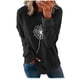 thumbnail image 2 of ICHUANYI Liquidación Moda Mujer Cuello Redondo Manga Larga Camiseta Impresión Suelta Sudadera Blusa Tops ICHUANYI WER202308256888, 2 of 5