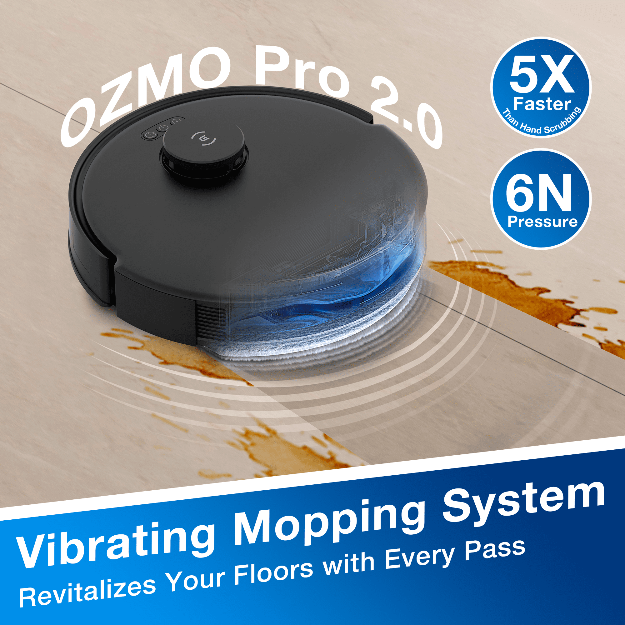ECOVACS DEEBOT N20 PRO Robot Vacuum Cleaner and Mop,8000Pa Strong Suction, ZeroTangle Brush, Vibrating Mopping System, 300 Minutes Runtime
