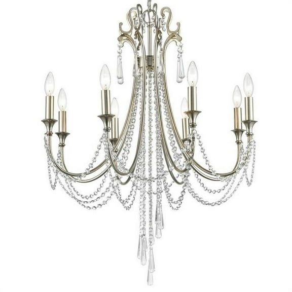 8 Light Chandelier-Hand Cut Crystal Type-Antique Silver Finish Bailey Street Home 49-Bel-3362054