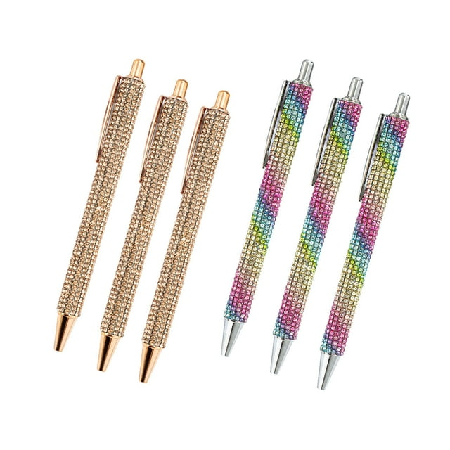 6x Stylos à Encre Gel Écriture en Douceur Pression Dorée et Colorés
