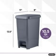 thumbnail image 4 of Superio Slim Trash Can with Foot Pedal – 2.5 Gallon Step-On with Lid, Small Plastic Bin for Bathroom, Kitchen, Office, Under Desk, Bedroom, Dorm – Onyx Grey, 3-Pack, 4 of 9