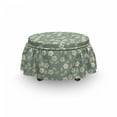 thumbnail image 3 of Garden Ottoman Cover, Pastel Summer Flowers Art, 2 Piece Slipcover Set with Ruffle Skirt for Square Round Cube Footstool Decorative Home Accent, Standard Size, Grey Teal Pale Green, by Ambesonne, 3 of 5