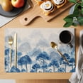 thumbnail image 2 of Navy Blue Forest Placemats Set of 6 Rustic Botanical Tree Scenery Beige Place Mats Indoor Wipeable Table Mats Washable Cloth Dining Table Placemats for Kitchen Holiday Party Home Decor 13x19 Inch, 2 of 9