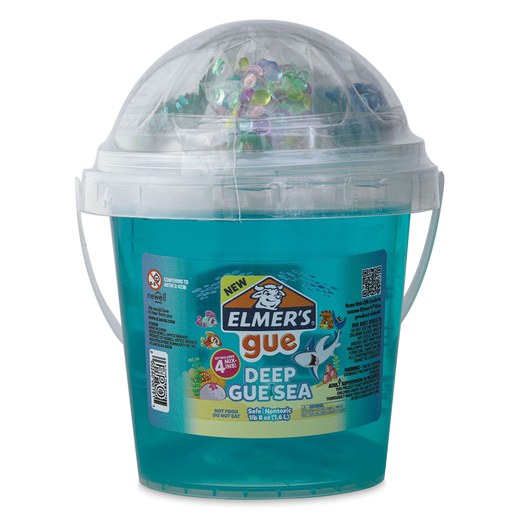 Elmers Gue Pre-Made Slime, Blue Clear Slime, Includes 4 Sets of Unique Mix-Ins, 1.5-lb Bucket
