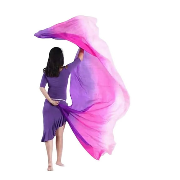 Women Real Silk Belly Dancing Silk Veils Hand Thrown Silk Scarf Shawl Gradient Dancing Accessories Belly Dance Veil