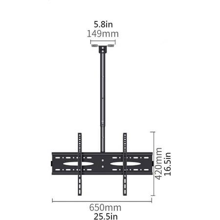 Bricologht Full Motion Height Adjustable TV Ceiling Mount Bracket Tilt Swivel 360 Rotation TV Pole Mount Fits Most 32-72” LCD LED OLED TVs up to 110 lbs Max 600x400mm VESA Black
