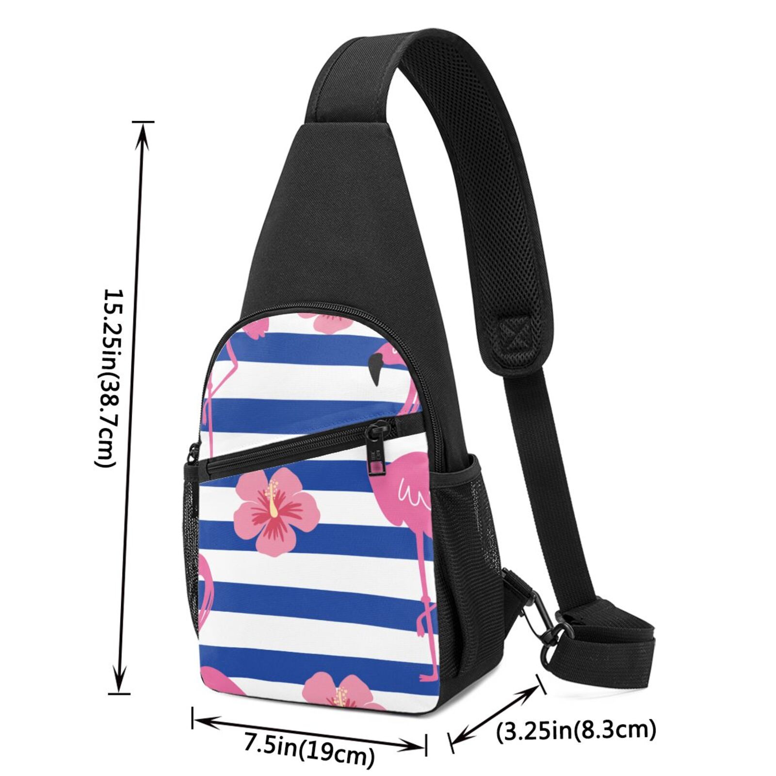 Xecao's Pink Flamingo Print Sling Bag: A Versatile Chest, Shoulder, and Crossbody Backpack for Casual Days Out, Perfect for Both Men and Women