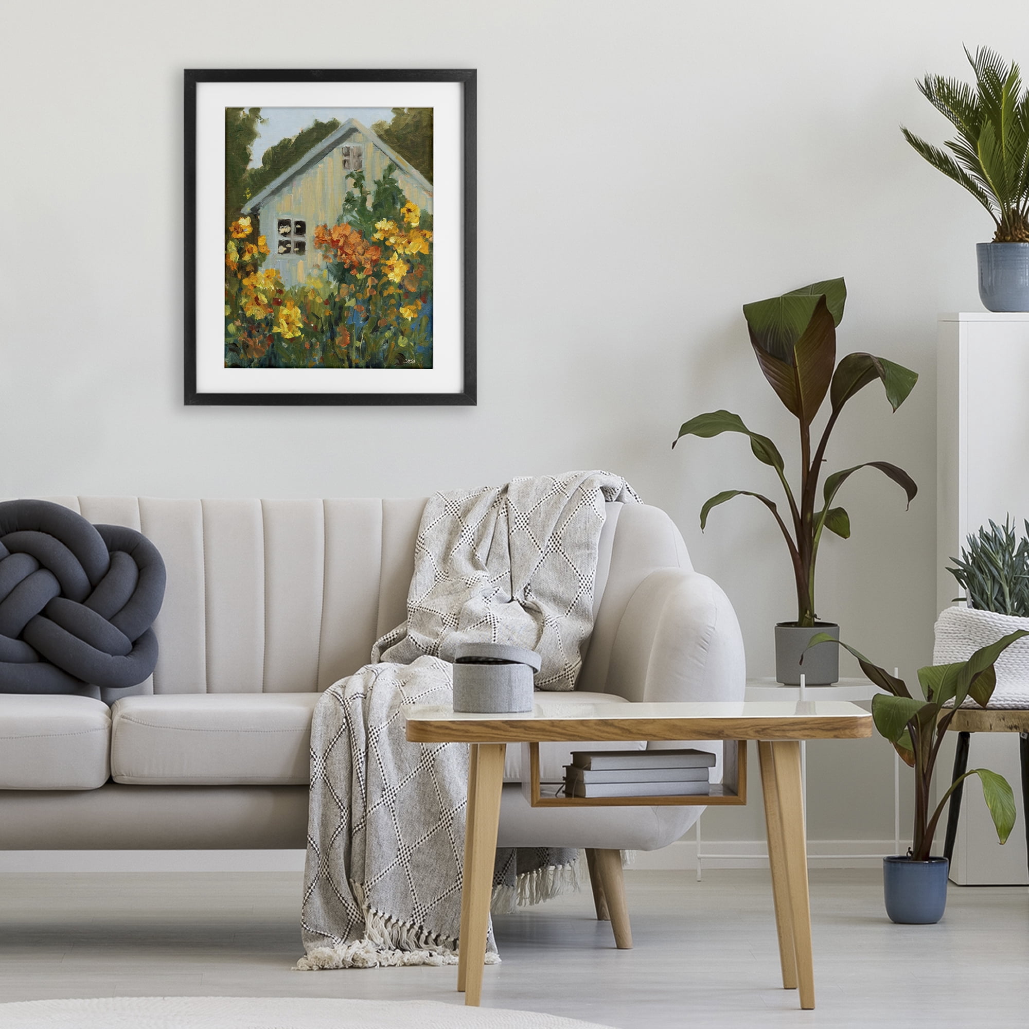 Stupell Industries Sunlit Cottage Garden View Black Framed Print Under Glass, design by Carson Overstreet