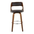thumbnail image 4 of Cecina Mid-Century Modern Barstool With Swivel In Walnut And Brown Faux Leather - Set Of 2, 4 of 8