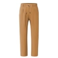 thumbnail image 2 of Men's Linen Blend Drawstring Casual Pants Earth Yellow S, 2 of 6
