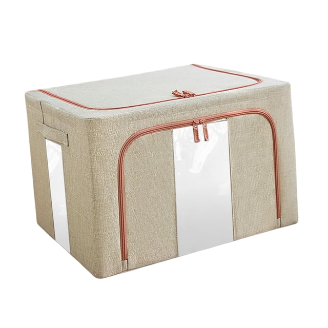 Bolsa de almacenamiento de ropa plegable Sunnimix organizador ventana transparente impermeable 60 cm x 42 cm x 40 cm Beige