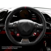 Universal Steering Wheel Cover Italy Alcantara Material For Most Car Models-Red Stripe D Type