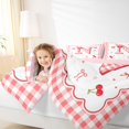 thumbnail image 3 of Catabedysis Lovely Cherry Bowtie Queen Comforter Set For Girls,Plaid Pattern Letter N Design Comforter Sets Queen,Pink Reversible,3pcs,1 Comforter and 2 Pillowcases, 3 of 7