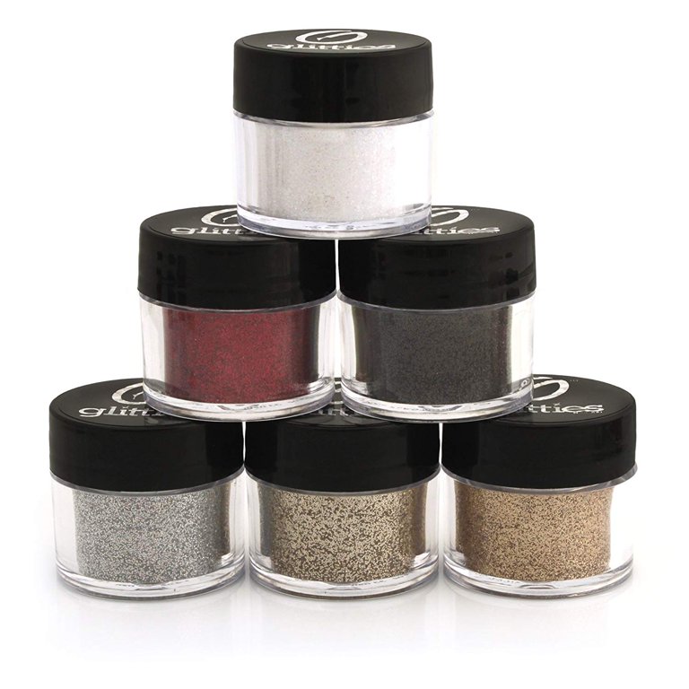 GLITTIES - (6 PK) - Cosmetic Grade Extra Fine (.006) Loose Glitter Powder  Kit - Safe for Skin! Perfect for Makeup, Body Tattoos, Face, Hair, Lips,  Soap, Lotion, Nail Art - (60 Grams) 