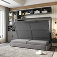 thumbnail image 4 of Harper & Bright Designs Full Murphy Bed Wall Bed with Sofa, Full Size Cabinet Bed Folding Wall Bed with Storage Shelves USB & Light for Guest Room Office, Gray, 4 of 17