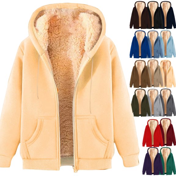 Men's Full Zip Hooded Sweatshirt, Heavyweight Fleece Lined Hoodie with Pockets, Long Sleeve Winter Warm Casual Jacket