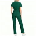 thumbnail image 4 of WULMLEO Womens Scrub Sets 2 Piece Short Sleeve Soft Comfortable Scrubs Outfits Petite V Neck Working Nursing Workwear Tops and Pants Stretch Trendy Medical Nurse Uniform Dark Green L, 4 of 5