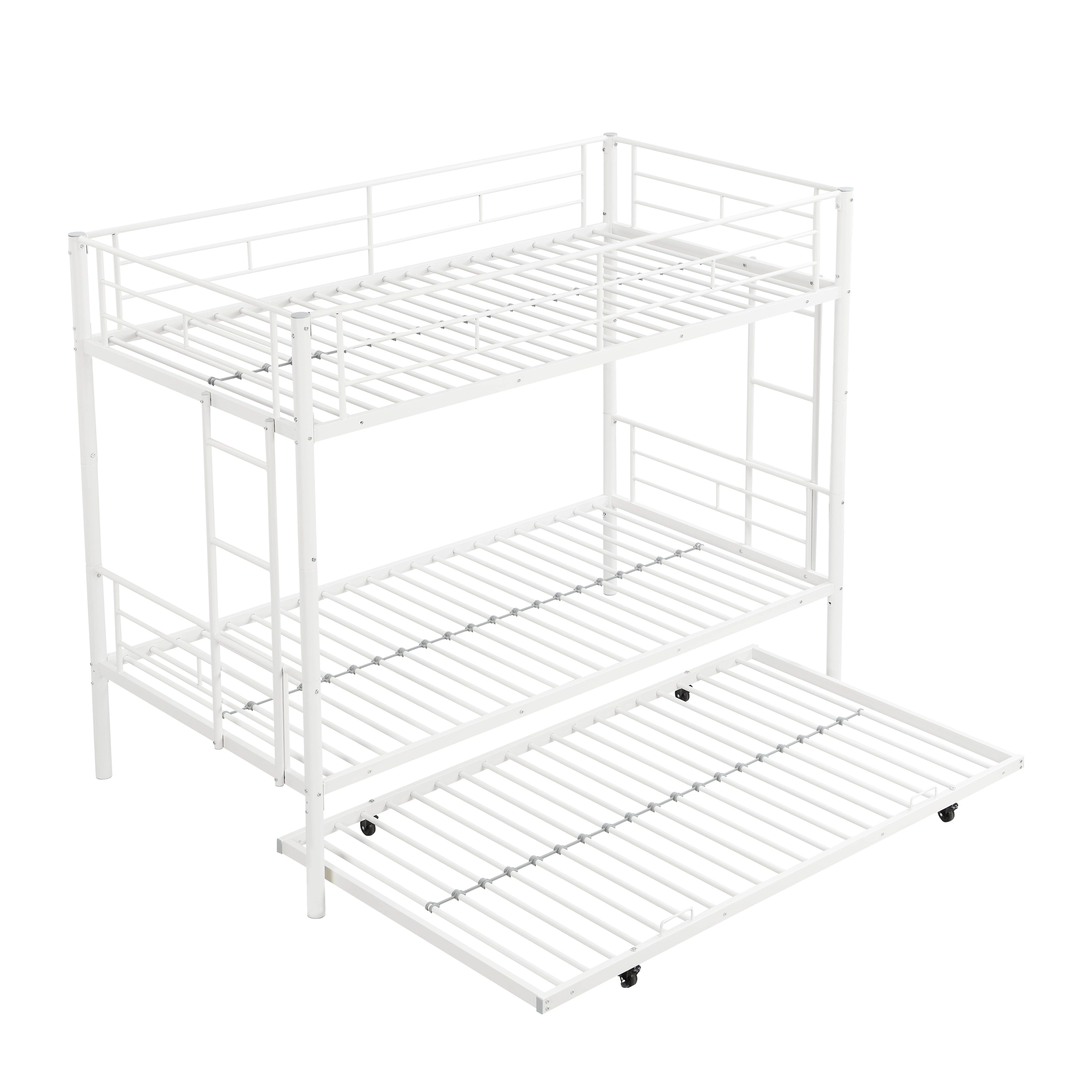 Metal Bunk Bed With Trundle White