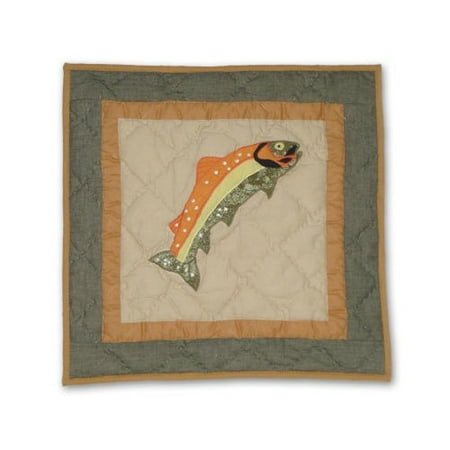 Patch Magic Fly Fishing Fish Cotton Throw Pillow
