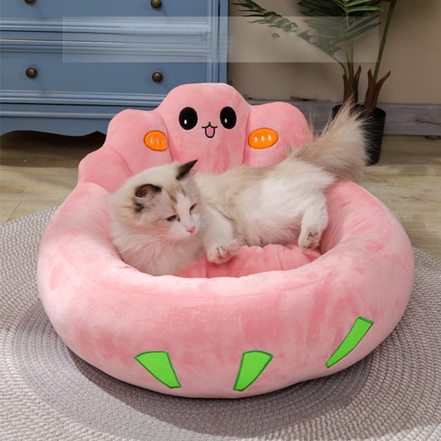 Cama para mascotas Fernando cojín Interior Suave autocalentable redonda rosa 55 cm x 31 cm x 15 cm