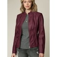 thumbnail image 3 of Made by Johnny Women's Panelled Faux Leather Moto Jacket XS WINE, 3 of 6